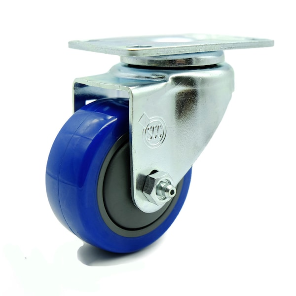 Service Caster 3 Inch Blue Polyurethane Wheel Swivel Top Plate Caster SCC-20S314-PPUB-BLUE-TP3 - main